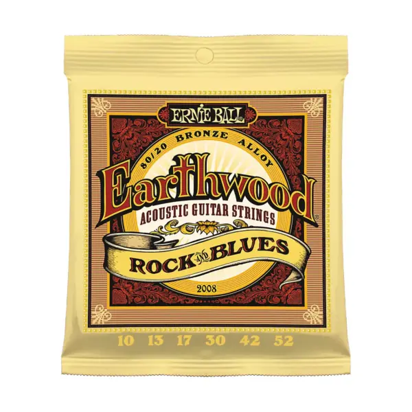 Ernie Ball 2008 Earthwood 80/20 Bronze Rock and Blues Acoustic Guitar Strings 6 Pack