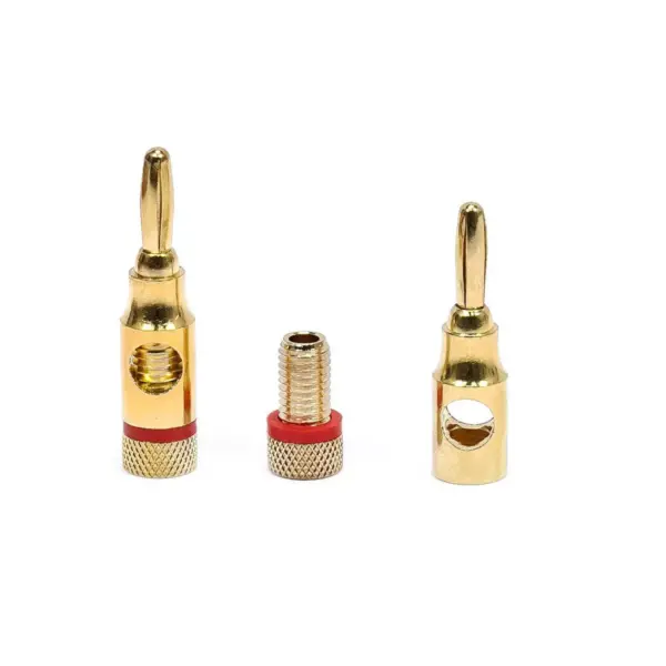 Monoprice High Quality Gold Plated Speaker Banana Plugs – 5 Pairs – Open Screw Type, For Speaker Wire, Home Theater, Wall Plates And More