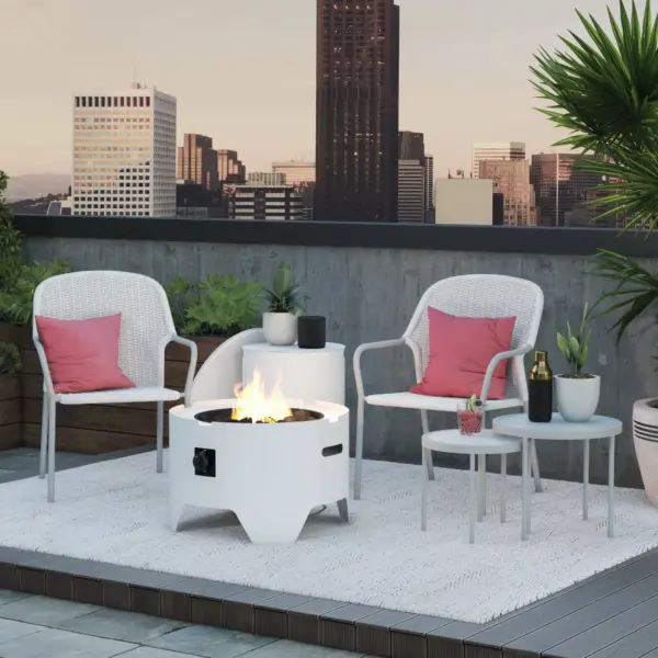 Astra 23" Fire Pit White - CosmoLiving by Cosmopolitan