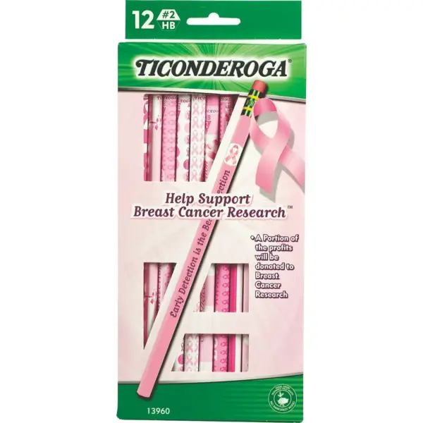 Dixon Ticonderoga Pink Ribbon Woodcase Pencils 13960