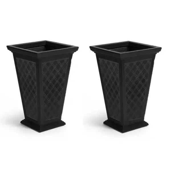 FCMP Outdoor 24" Casablanca Self Watering Freestanding Pedestal Home Planter Set