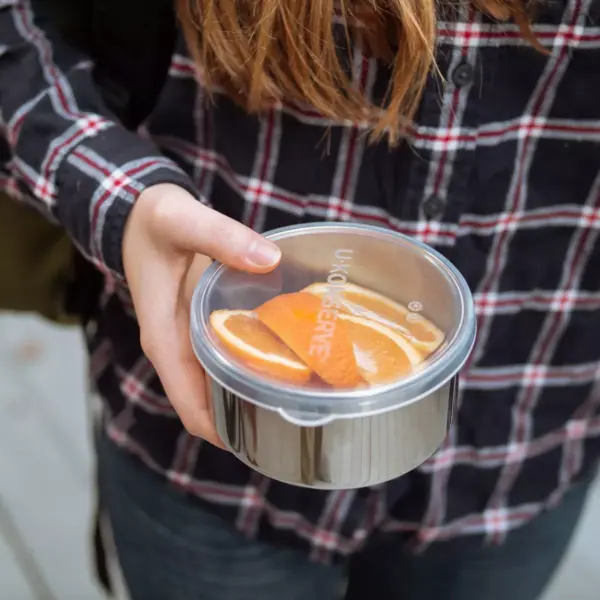 U-Konserve Stainless Steel Food-Storage Container Round 16oz - Clear Silicone Lid