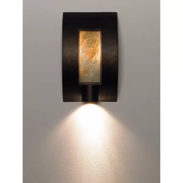 Franklin Iron Works Modern Outdoor Wall Light Fixture Bronze 16" Framed Slate for Exterior House Patio Porch