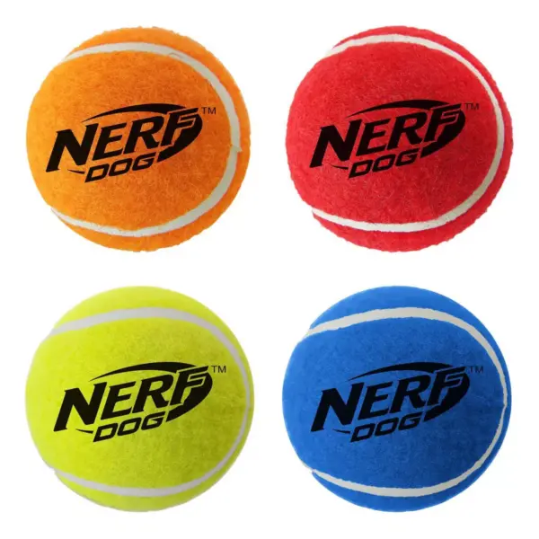 NERF Squeak Tennis Ball Dog Toy - 4pk - 2.5"