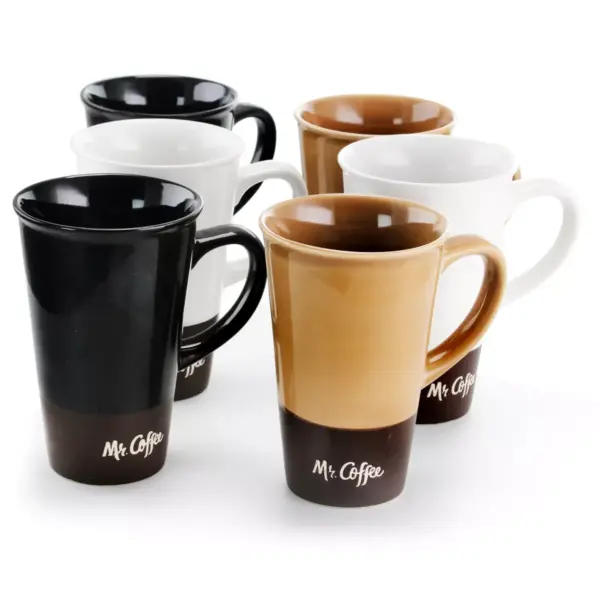 Mr. Coffee Cafe Zortea 6 Piece 16 Ounce Ceramic Mug Set in Assorted Colors