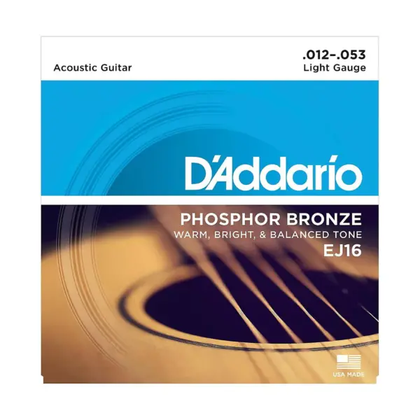 D'Addario EJ16 Phosphor Bronze Light Acoustic Guitar Strings Single-Pack