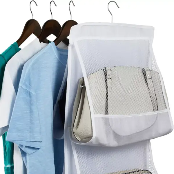 Okuna Outpost 2 Pack Hanging Purse Organizer for Closet Storage, White Mesh (48 x 13.8 in)