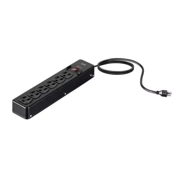 Monoprice Heavy Duty 6 Outlet Metal Surge Power Strip - Black With 6 Feet Cord | 540 Joules