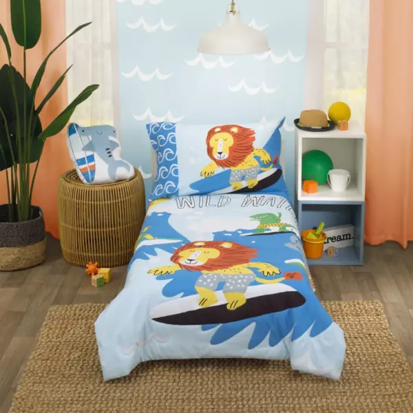 4pc Toddler Everything Kids' Little Dude Adventure Surfing Animals Bed Set