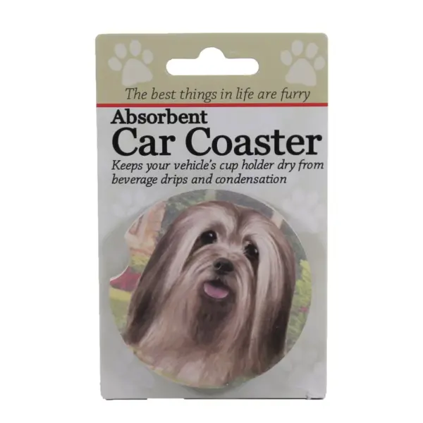 Car Coaster 2.5" Lhasa Apso Absorbant E & S Pet  -  Coasters