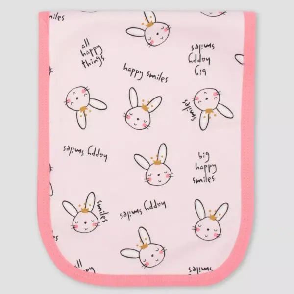 Gerber Baby Girls' 4pk Bunny Interlock and Terry Burp Cloth Set - Pink