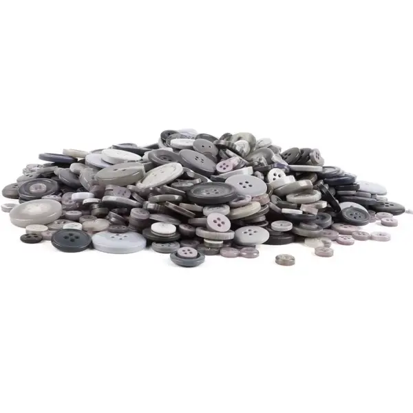 700 Pieces Round Grey Flatback Craft Resin Buttons 0.8-3cm with 4 Holes for DIY Crafts, Sewing and Scrapbooking