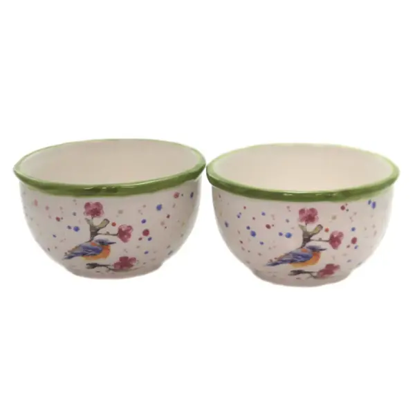 Tabletop 2.5" Bird And Cherry Blossom Bowl Blue Bird Springtime Boston International  -  Serving Bowls