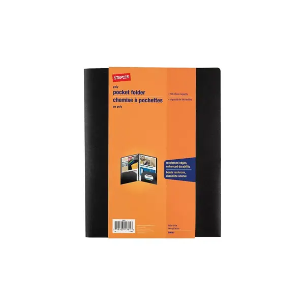 Staples Poly 2-Pocket Folders Black 431489