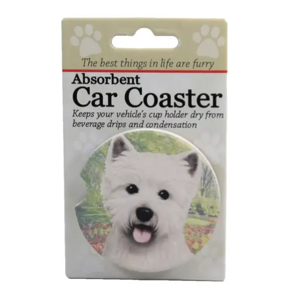 Car Coaster 2.5" West Highland Terrier Absorbant E & S Pet  -  Coasters