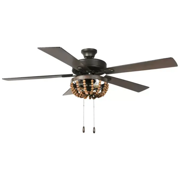 52" LED 5-Blade Wooden Chandelier Lighted Ceiling Fan - River of Goods