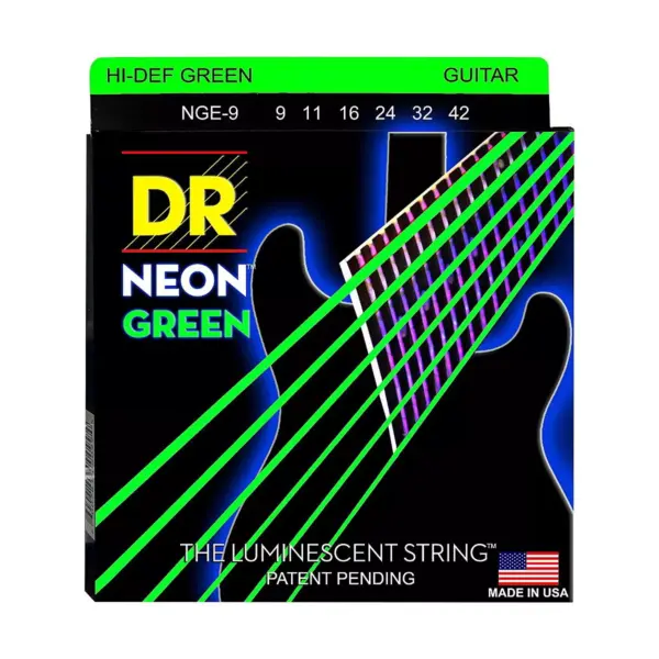 DR Strings NEON Hi-Def Green SuperStrings Light Electric Guitar Strings