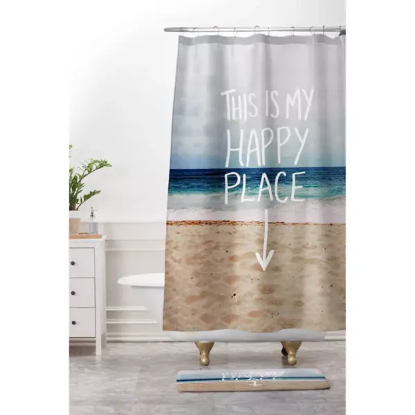 Happy Place Beach Shower Curtain Blue - Deny Designs