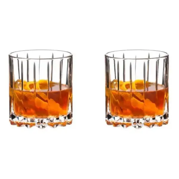 Riedel 6417/01 Specific Glassware 6 Ounce Quality Stemless Neat Crystal Cocktail Tumbler Glasses Set with Microfiber Polishing Cloth, Clear (2 Pack)