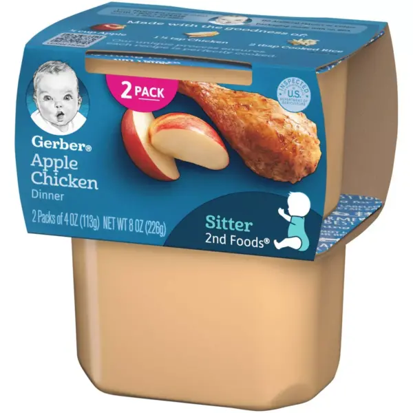 Gerber Sitter 2nd Foods Apple and Chicken Baby Meals Tubs - 2ct/4oz Each