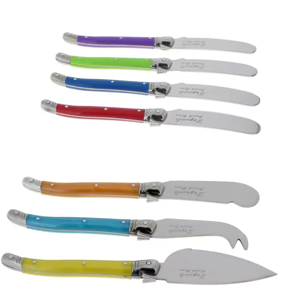 French Home Laguiole 7pc Stainless Steel Jewel Cheese Knife and Spreader Set