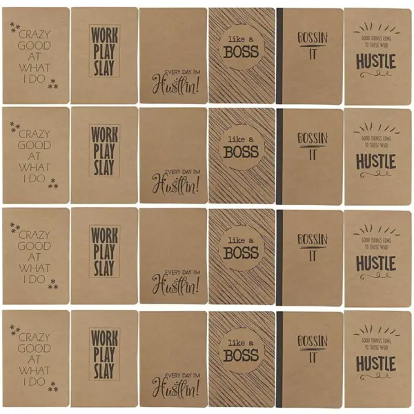 24 Pack Motivational Kraft Travel Journal Notepads Lined Paper for Student Office, 4" x 5.75"