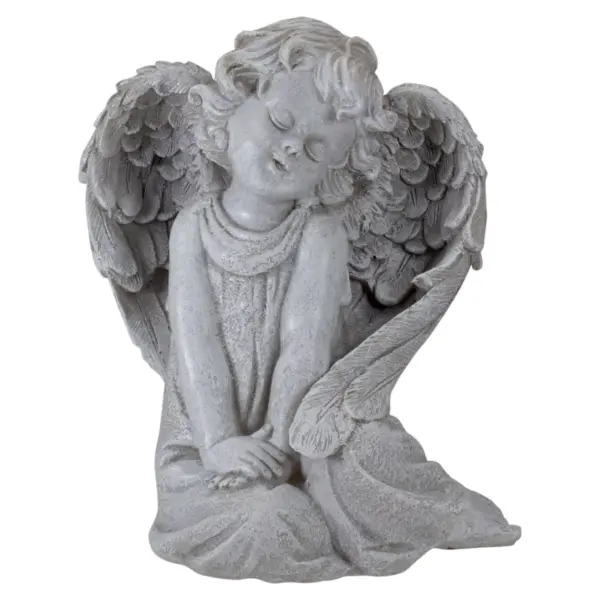 Northlight 8.75" Gray Sitting Cherub Angel with Wings Outdoor Patio Garden Statue