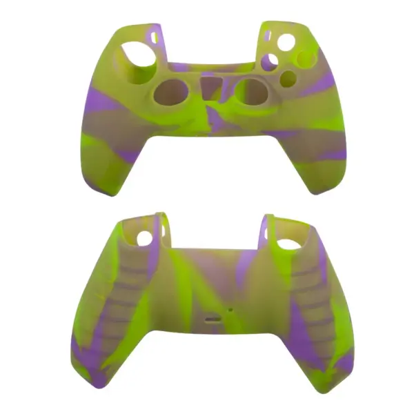 Insten Silicone Skin Cover Case Compatible with Sony PlayStation PS5 Controller, Camouflage Green Purple