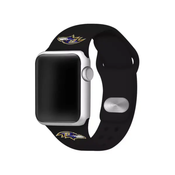 NFL Baltimore Ravens Apple Watch Compatible Silicone Band 38mm - Black