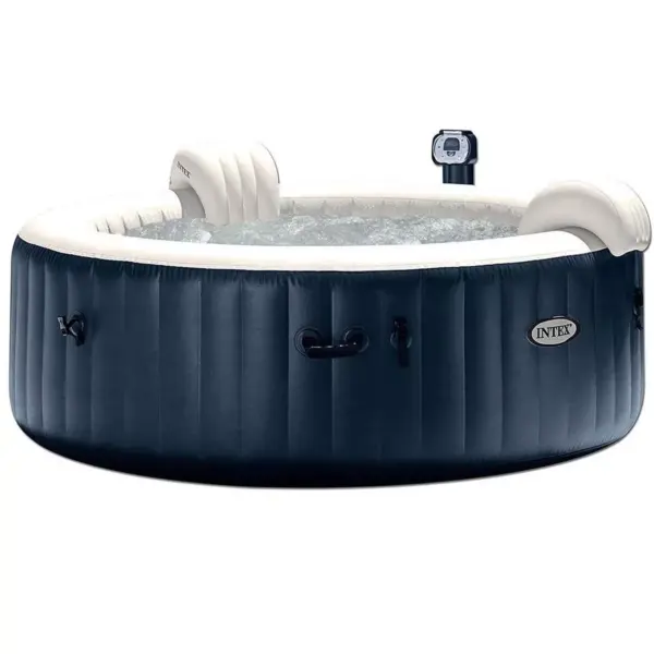 Intex PureSpa 6 Person Outdoor Hot Tub with Headrest, Cup Holder and Drink Tray