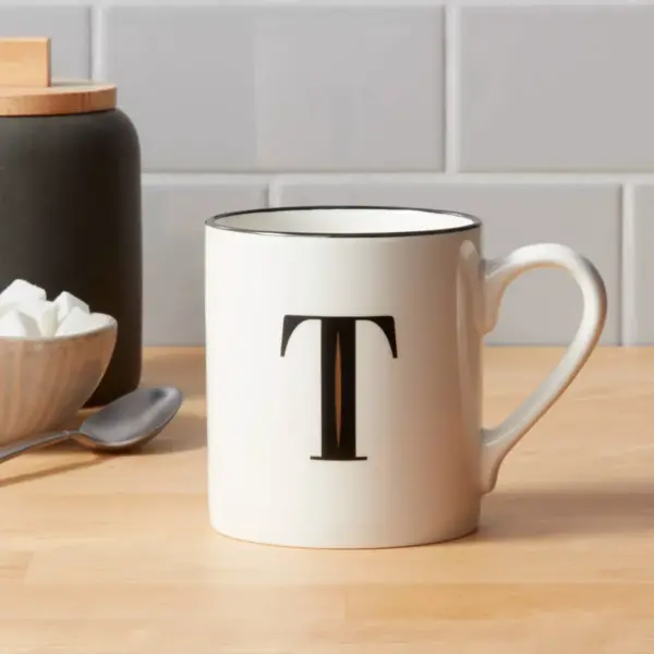 16oz Stoneware Monogram T Mug White - Threshold™