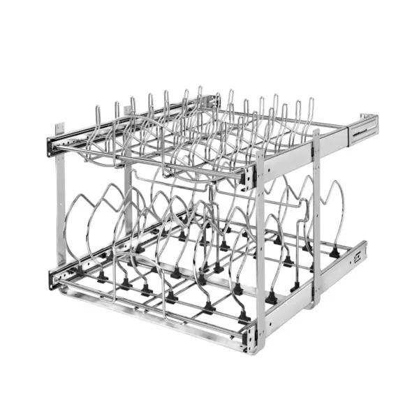 Rev-A-Shelf 5CW2-2122-CR 21-Inch 2-Tier Wire Pull Out Kitchen Cabinet Organizer for Pots, Pans, and Lid Cookware, Chrome