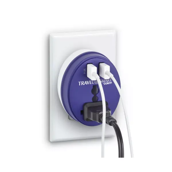 Travel Smart by Conair EU Adapter Plug with Outlet and 2 USB Ports