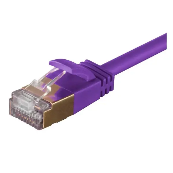 Monoprice SlimRun Cat6A Ethernet Patch Cable - Network Internet Cord - RJ45, Stranded, STP, Pure Bare Copper Wire, 36AWG, 14ft, Purple