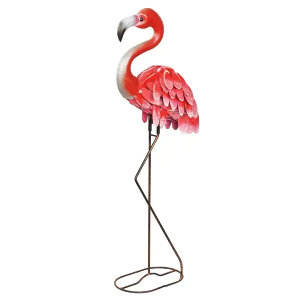 29" Wood and Metal Flamingo Statue - Exhart