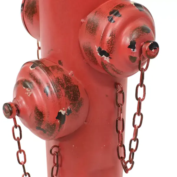 Sunnydaze Metal Fire Hydrant Outdoor Garden Statue Decor with Red Finish - 21"