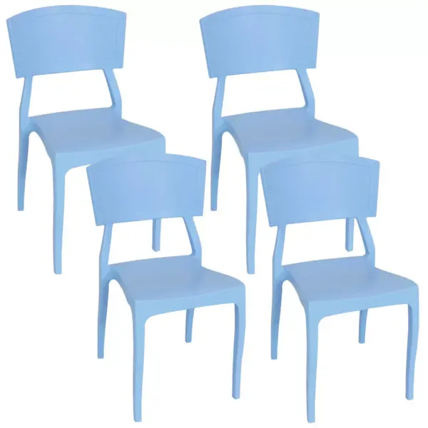 Sunnydaze Plastic All-Weather Commercial-Grade Elmott Indoor/Outdoor Patio Dining Arm Chair, Light Blue, 4pk