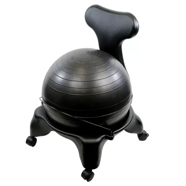 CanDo 30-1792 Ergonomic 20 Inch Plastic Exercise Ball Chair with Removable Back and Gliding Caster Wheels, Black