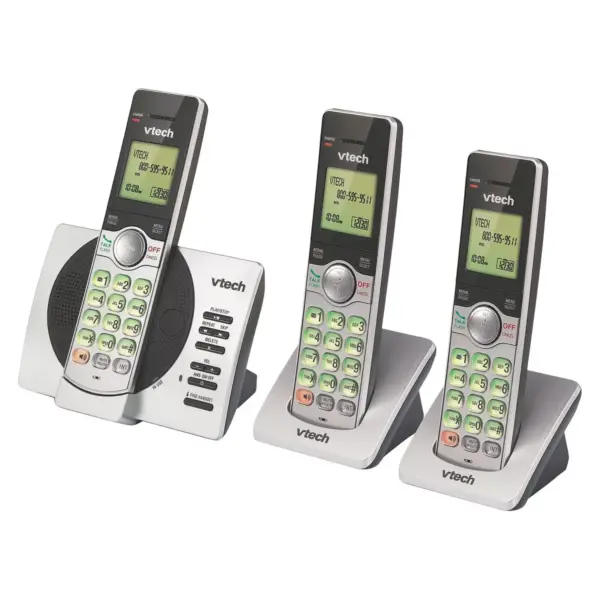 VTech CS6929-3 DECT 6.0 Expandable Cordless Phone with Answering Machine, 3 Handsets - Black/Silver