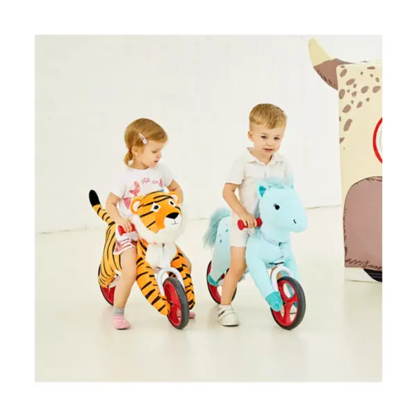 Wonder&Wise Kid's Animal Plush Toddler 20.5 Inch Tall Adjustable Training Balance Bike Ride On Toy, Ages 2 Years Old to 5 Years Old, Cheetah