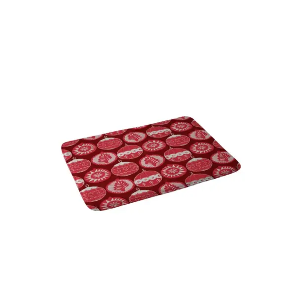 Gabriela Fuente Noel Memory Foam Bath Mat Red - Deny Designs