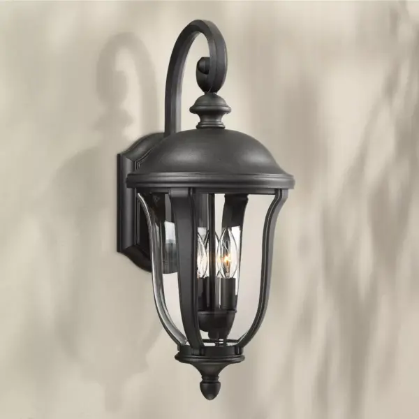 John Timberland Traditional Outdoor Wall Light Fixture Black 22 1/4" Clear Glass Downbridge for Exterior House Porch Patio Deck