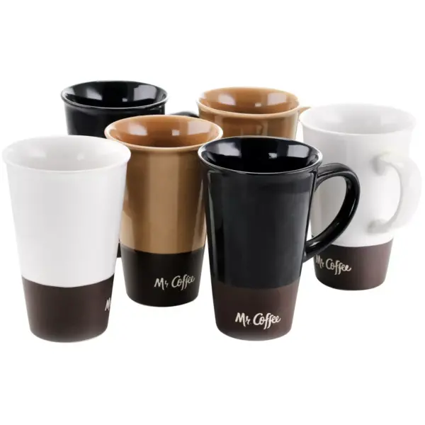 Mr. Coffee Cafe Zortea 6 Piece 16 Ounce Ceramic Mug Set in Assorted Colors