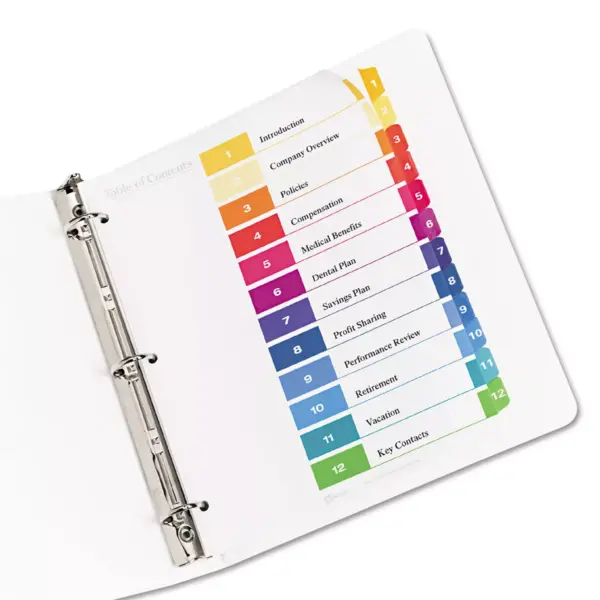 Avery Ready Index Customizable Table of Contents Multicolor Dividers 12-Tab Letter 11141