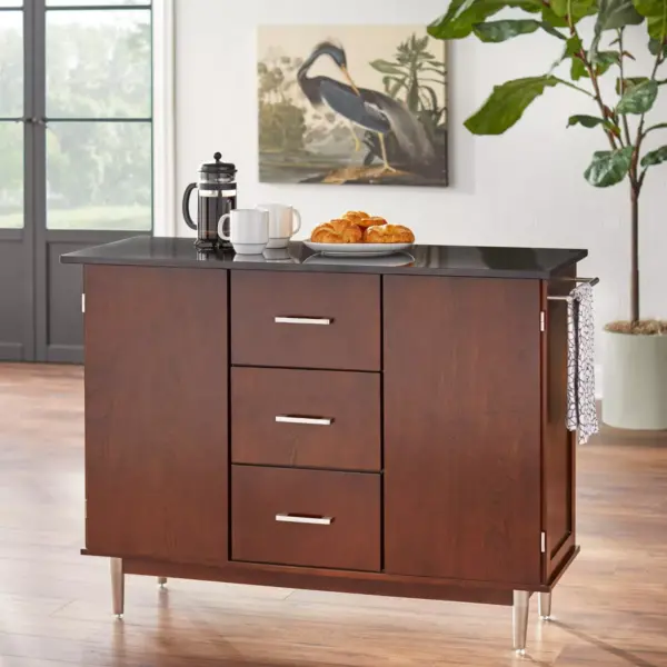 Vaughn Mid-Century Modern Kitchen Island Walnut - Buylateral