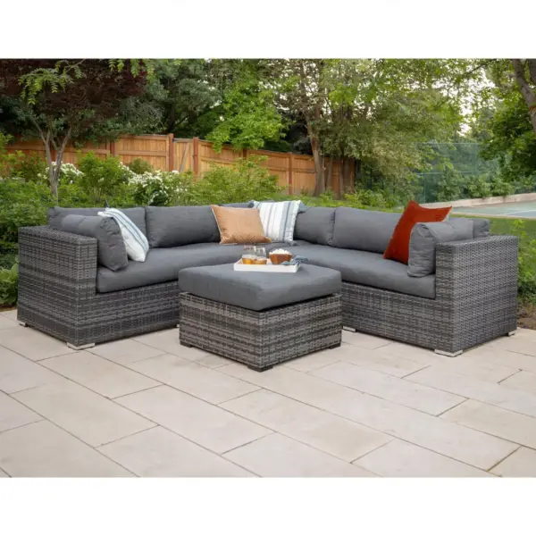 4pc Metal Multishade Rattan Sectional - Gray - Saracina Home