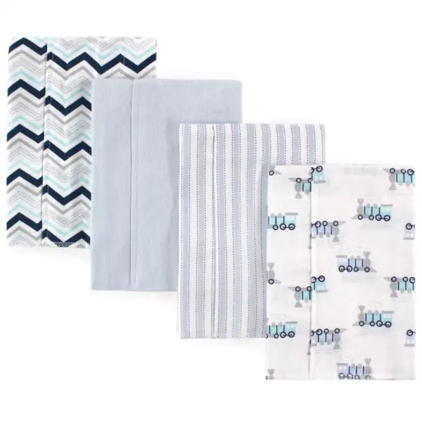 Luvable Friends Baby Boy Cotton Flannel Burp Cloths 4pk, Train, One Size