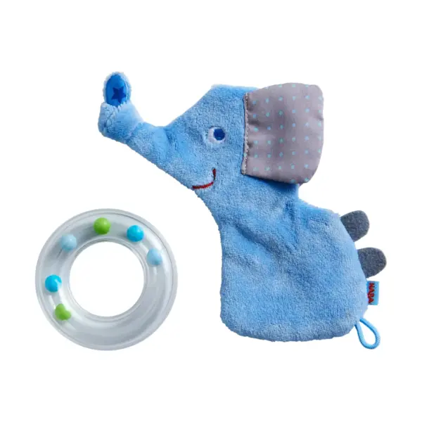 Elephant Fabric Clutching Toy with Removable Plastic Teething Ring