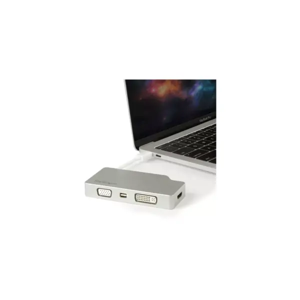 StarTech.com USB-C Multiport Video Adapter - 4-in-1 USB-C to DVI / HDMI / VGA / mDP Video Adapter - Silver- 4K 30 Hz - CDPVGDVHDMDP