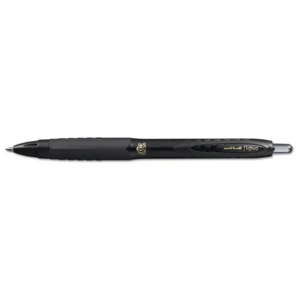 uni-ball 307 Retractable Gel Pen, Micro 0.5mm, Black Ink/Barrel, Dozen 1947087